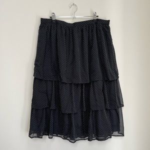NWT J Crew Midi Layered Polka Dot Textured Skirt XL